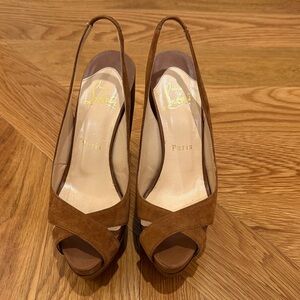 Christian Louboutin Tan Suede Wedges